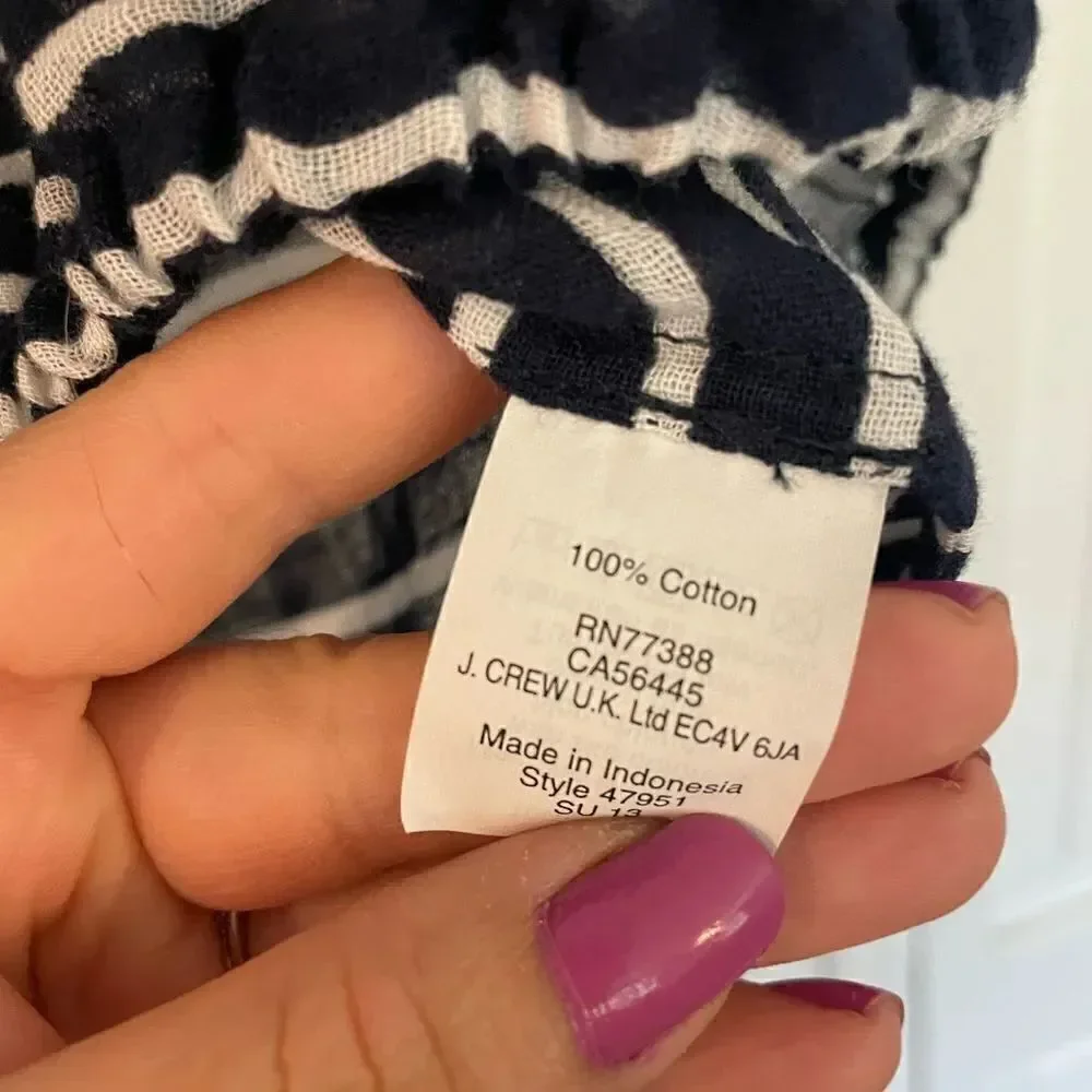 J.crew striped navy and white blousy top size small